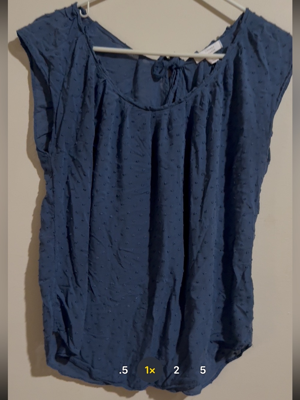 LC Lauren Conrad Navy Dot Cap-Sleeve Blouse